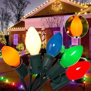 C7 LED Christmas Lights Outdoor, 25FT Vintage Christmas LED String Lights Multicolor Plug-in Waterproof E12 Base (0.6 W) for Indoor Xmas Tree Outdoor Holiday Roofline, Garden, Patio, Party Decor