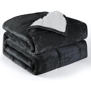 Weighted Blanket Queen Size 15lbs 60x80 inches,Soft Plush Fleece Throw Weighted Blankets with Cozy Warm Sherpa,Ultra Fuzzy Heavy Blanket Microfiberfor Sofa Bed, Dark Grey