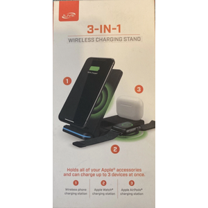 iLIVE 3-in-1 Wireless Charging Stand- Black iLIVE 3-in-1 Wireless Charging Stand- Black
