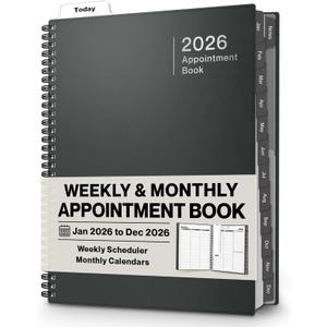 Dunwell Daily Planner 2026, 8.5x11 Appointment Book, 15-Min Hourly Schedule, Jan to Dec 2026, Large Planner with Laminated Tabs, Premium Paper Quality (Charcoal Gray)