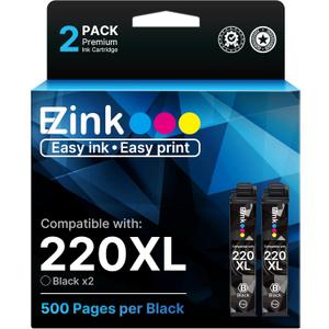 EPSON 220 DURABrite Ultra Ink High Capacity Black Cartridge (T220XL120-S) Works with WorkForce WF-2630,2650, 2660, 2750, 2760 and Expression XP-320,420, 424