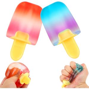 2 Pcs Ice Cream Squishy Toys, Summer Squeeze Fidget Toys for Adults Kids Stress Relief Slow Rising Squishies Stocking Stuffers Party Favors Birthday Gifts Class Prizes