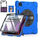 Case for iPad Pro 12.9 2022/2021/ 2020/2018: Cover for iPad Pro 12.9 6th/ 5th/ 4th/ 3rd Generation with Screen Protector- Stand- Pencil Holder- Handle- Shoulder Strap Blue
