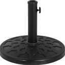Backyard Expressions Round Patio Umbrella Base  Heavy Duty Resin-Coated Calcium Carbonate Stand with Adjustable Pole Adapters Fits 1.5"2" Poles, Weather-Resistant (Black 20 Lb)