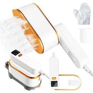 Droyek Portable Travel Steamer for Clothes, 1200W Powerful 2 In 1 Steamer & Iron,10s Fast Heat,4 Modes with LED Display, 150ml Water Tank Powerful Wrinkle Remover for Home,Office, Travel