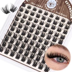 Wispy Lash Clusters Natural Cluster Eyelash Extensions D Curly Individual Lashes Volume False Eyelash Clusters 10-16mm Soft Lashes Clusters with Thin Band DIY Lash Extension at Home by TOOCHUNAG