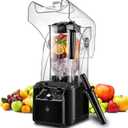Commercial Blender for Smoothies With Quiet Shield, 2.5HP Motor, Stainless Steel Blade, 80oz Pitcher for Shakes, Smoothies, Ice Crushing, Frozen Drinks, 15 Speeds, Self-Cleaning, Black