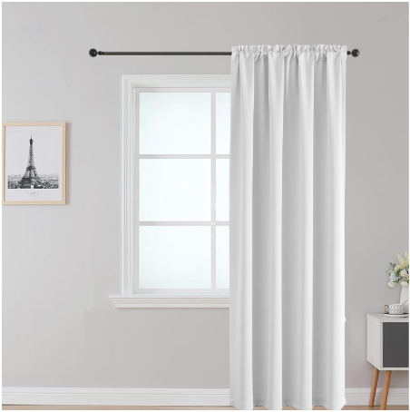 Fireproof Curtain for School Dorm, Rod Pocket Top, White 52 x 84, Pack of 4 Panel