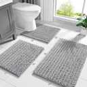 Yimobra Bathroom Rugs Non Slip Washable - Ultra Soft Absorbent Chenille Bath Mat, Quick Dry Shaggy Floor Carpet for Tub Shower, Gray Home Decor Accessories, 24x17 Inch