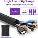 2 x Cord Protectors from Pets No Chew 8.2ft 1/2inch, YCLYC Spilt Wire Protector Tubing Cable Sleeve, Black Cord Wrap Cable Organizer, Power Wire Organizers for Cords, Cable Management Under Desk, Computer