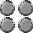 X AUTOHAUX 4pcs 4 Inch Metal Glossy Audio Speaker Cover Mesh Subwoofer Grill Horn Guard Decorative Circle Grille Protector Black for Car