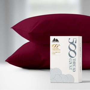 Mayfair Linen 100% Cotton King Size Pillow Cases Set of 2-500 Thread Count Pillow Cases King Size Set of 2 (Burgundy), Luxuriously Soft Hotel Quality Sateen Weave Pillowcases, Crisp & Cool