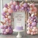 Pink and Purple Balloon Arch Kit, Butterfly Dusty Purple Pink Lavender Sand White Lilac Metallic Rose Gold Latex Balloons for Bridal Wedding Anniversary Engagement Birthday Party Decoration
