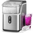 Kismile Nugget Ice Makers Countertop,Pebble Ice Maker Machine with Chewable Ice, 35lbs/Day,One-Click Operation,Self-Cleaning,Pellet Ice Maker Countertop for Home/Kitchen/Office