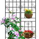 LZRS 2 Pack 87x20in Rustic Iron Arch Decoration Garden Trellis with Black Metal Coating  Perfect for Supporting Climbing Plants Outdoor, Roses, Vines, Flowers, and Vegetables. (0048-H87")