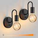 Vintage Dimmble Wall Lights Set of Two, Black Wall Sconces E26 Industrial Wall Lamps Retro Wall Lighting Hard Wired Sconces Lighting for Mirror Bedroom Living Room Kitchen Hallway (Style 1-2pcs)