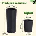 Idzo All Weather Wicker Planters for Outdoor Plants Set of 2, 24 inch Tall Black Planter for Front Porch, Patio, Balcony, Indoor Usage - Round Rattan Flower Pots