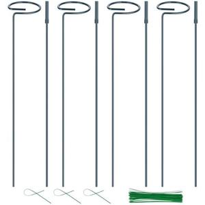 6 Pack Plant Support Stakes, 16/32 Inch Garden Stakes for Plants, Plant Accessories with 50 PCS Twist Ties for Indoor Outdoor Potted Tomato Vegetables Amaryllis Monstera Rose Peony Marigold