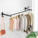 Clothes Drying Rack Wall Mounted Drying Racks for Laundry Room Organization and Storage Clothes RackAluminum Dryer Rack with Two Drying Rods for Hanging Wet and Dry Clothes (Black-2)
