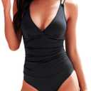 KI LAPHEE One Piece Swimsuits for Women Tummy Control Bathing Suits Sexy Criss Cross Back Swimwear (Large, Black)