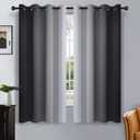 SimpleHome Ombre Room Darkening Curtains for Bedroom, Light Blocking Gradient Black to Grey White Thermal Insulated Grommet Blackout Window Curtains/Drapes for Kids, 2 Panels, 52x63 inches Length