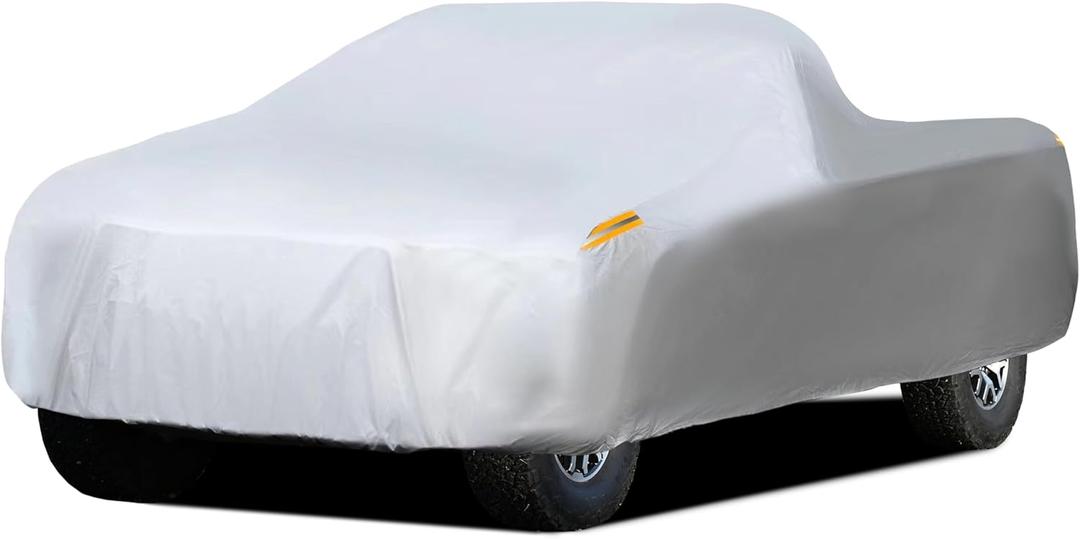 MORNYRAY Waterproof Car Cover All Weather Snowproof UV Protection Windproof Outdoor Full Truck Cover, Universal Fit for (Fit Truck Length 210-230 inch,All Silvery)