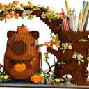 Capybara Building Blocks Set -1880PCS Cute Animals & Flowers Building Bricks Kit Kawaii Capybara Gifts Toy for Kids Age 8+, Capybara Stuff Pen Holder&Desk Organizer, Arts &Crafts for Boys Girls Adult