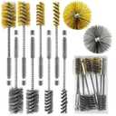Attoshow 8 Pcs Bore Brush Set - 304 Stainless Steel & Brass Drill Wire Bore Cleaning Brushes with 1/4" Hex Shank for Power Drills Ports Tubes Bearings Cleaning Parts, 3/8'' 1/2'' 3/4'' 7/8''