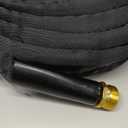 Non-Expandable Garden Hose 100 Feet, Flexible Water Hose with 10 Function Hose Nozzle, Lightweight, Tangle Free, Rust Proof for Yard (Black)