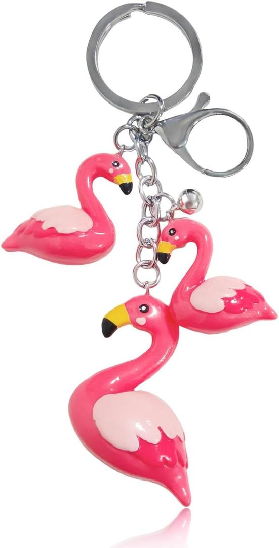 Flamingo Keychain Red Keychain Flamingo Charms Cute Girls Key Chain for Women Girls Bag Car Wallet Charms