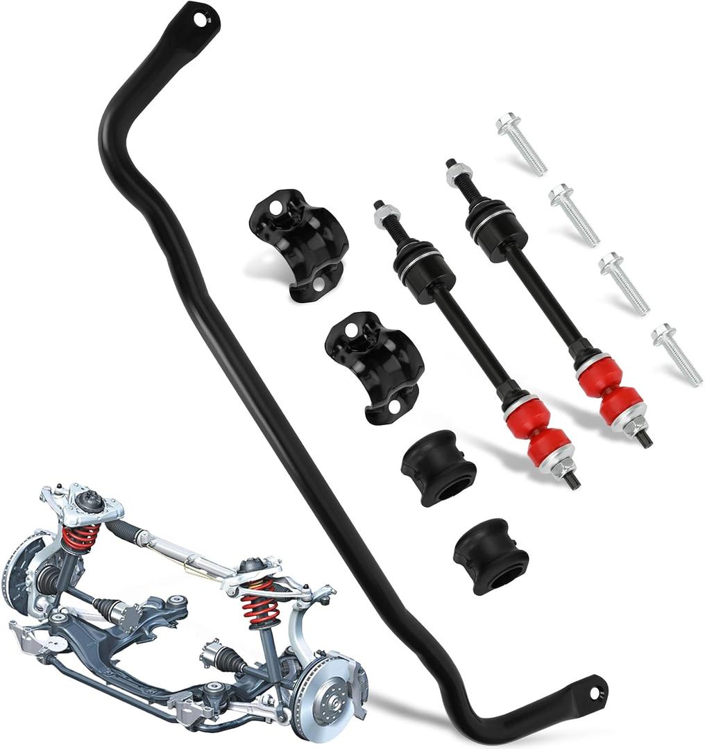 55398938AC Front Stabilizer Bar and K80894 Sway Bar Kit with Bushing Kit Compatible with 2009-2010 Dodge Ram 1500, 2019-2022 Ram Classic 1500 4WD, 2011-2018 Ram 1500, #55398938AB