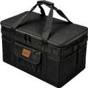 57L Tactical Camping Storage Bag - Black, Waterproof, Foldable Utility Tote Bag with Axe Holder, Outdoor Picnic Organizer for Camping, Hiking, BBQ,Trunk Organizer, X-Large