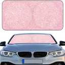 Windshield Sun Shade Foldable Car Front Window Covers for Car Accessories Sun Heat UV Rays Visor Protector Protection for Universal Cars SUV Truck(Pink Sequins)