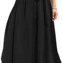 Abaadlw Maxi Skirts for Women with Pockets Long Midi Length Casual Skirt (Solid Black S)