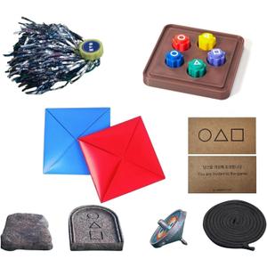 Gonggi Korean Traditional Folk Game Play Set - Jebi chagi, Gong-gi, Biseokchigi, Paeng-y, DDAKJI, Family Travel Games (1 Set)