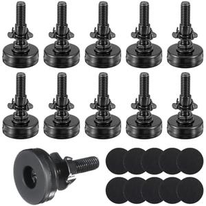 PEOVLVN 10 Set Adjustable Furniture Levelers, 3/8”-16 Thread Furniture Leveling Feet with T- Nut Heavy Duty Height Adjuster Leg Levelers for Cabinets Sofa Tables Chairs Stools Raiser