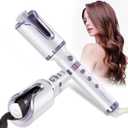Auto Hair Curler, Automatic Curling Iron Wand with 1" Large Rotating Barrel & 6 Temps & 3 Timer Settings, Curling Iron with Dual Voltage, Auto Shut-Off, Fast Heating Spin Iron for Hair Styling (Purple)