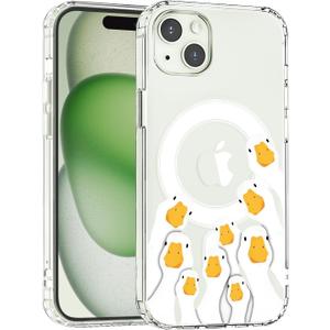 JOYLAND Funny Goose Phone Case for iPhone 17 Pro - Compatible with MagSafe Cute Cartoon Animal Design Clear Magnetic Cover Shockproof Protective Shell for Women Girls, 6.3 Inch