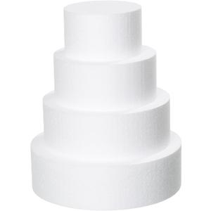 4 Tiers 6" 8" 10" 12" Round Styrofoam Cake Dummies Set White Fake wedding cake birthday cake rounds for Birthday, Wedding, Baby Shower Display (3.54 Inches Tall)