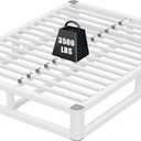 10 Inch King Size Bed Frame with Rounded Corner and Squeak Free U-Slot Design, Metal Platform Bed Frames 6 Non-Slip Guards, 3500lbs Heavy Duty Steel Slat Support, No Box Spring Needed, White
