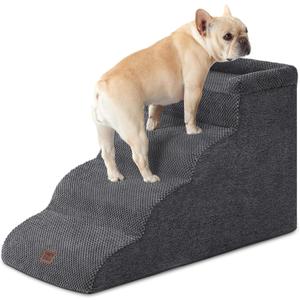 EHEYCIGA 4-Step Curved Dog Stairs for Beds 17.6" H, Grey
Dog Ramp for Couch, Pet Stairs for Chairs, Steady High-Density Foam, Anti-Slip, Removable Washable Cover, Safety