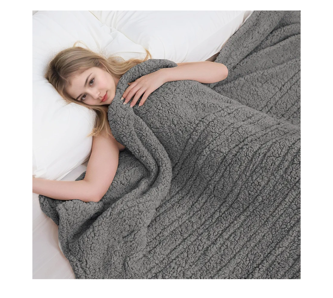 Electric Heated Blanket Full Size 72"×84" with 9 Heating Levels & 1-10Hs Auto Off，Double Sided Plush Sherpa, Energy Efficient, Machine Washable, for Couch & Bed, Light Gray