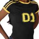 2 x Imily Bela Womens Y2k Baby Tees Crop Letter Print T Shirt (Black)