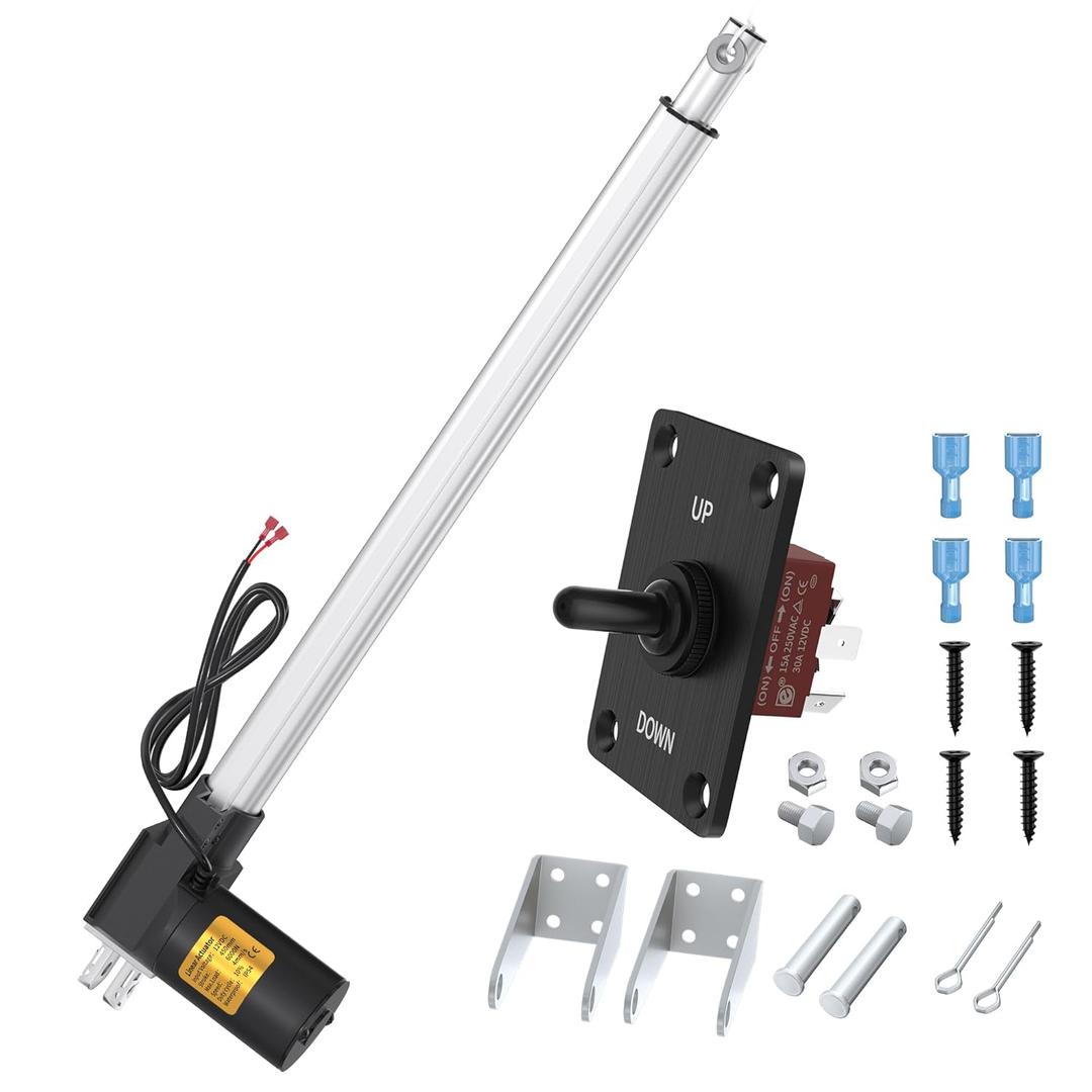 12v Actuator Heavy Duty 12v 18 Inch Stroke Electric Actuator 12v Linear Actuator 6000N 1320lb IP54 Waterproof with Switch