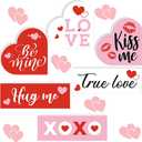 Ferraycle 6 Pcs Valentines Day Wood Blocks Set Love Heart Shaped Tabletop Centerpiece Red Pink White Hearts Wooden Block Table Decorations for Valentines Day Wedding Party Home Office Decor