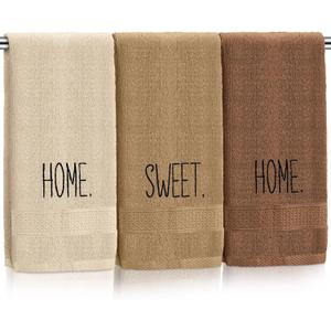 Peryiter 3 Pcs Boho Modern Farmhouse Hand Towel 100% Cotton Bathroom Towels Decorative Set 13x29 Rustic Embroidered Facecloth for Bathroom Decor Home Housewarming New Owner Gifts