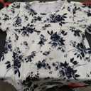 Womens Summer Short Sleeve Tops Pleated Shirts Crewneck Outfit Puff Sleeve Blouses Casual Tunic Blue Flower (Small, Forest Green)