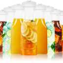 Set of 8 Plastic Carafe with Lid, 1 Liter Carafes for Mimosa BarLarge Square Base Juice Containers, Water Bottle, Milk Container, Clear Beverage Containers for Fridge