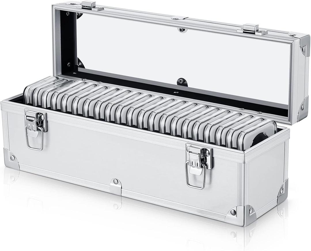 Funrous 100/50/20 Slabs Aluminum Coin Storage Box Case for Slab Holders Storage Collection Supplies Coin SlabStorage Box for Collectors(20 Coins,Silver)