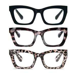 Style Reading Glasses for Women, Blue Light Blocking Cute Oversized Square Computer Readers Spring Hinge